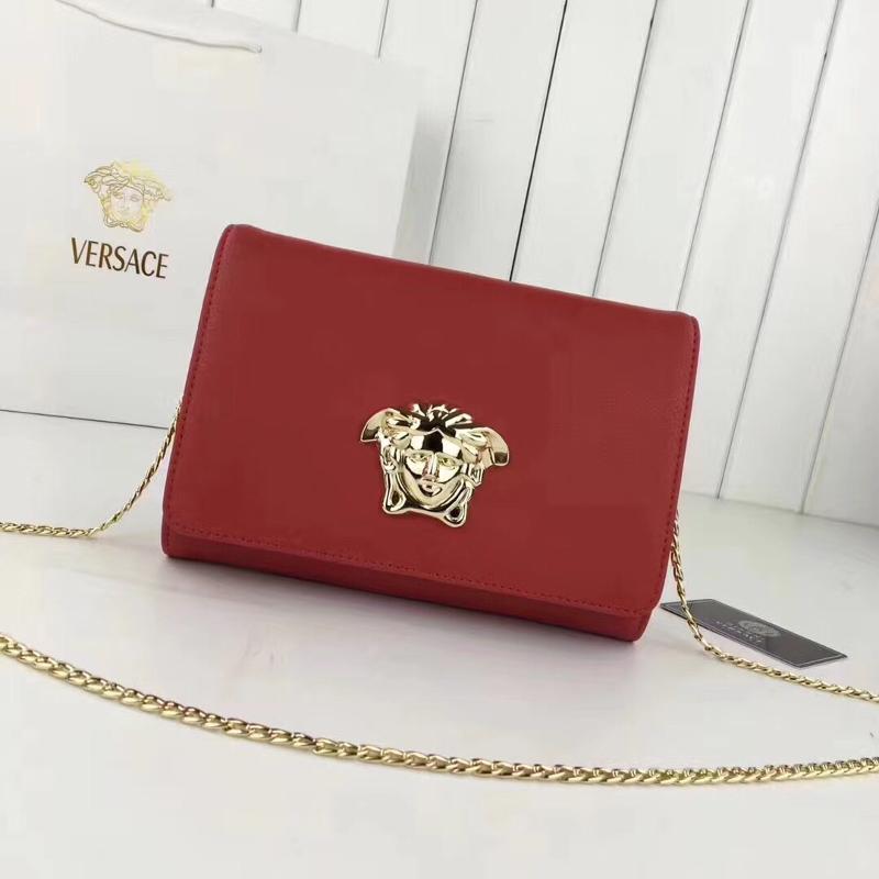 Versace Chain Handbags DBFG531 plain red gold buckle